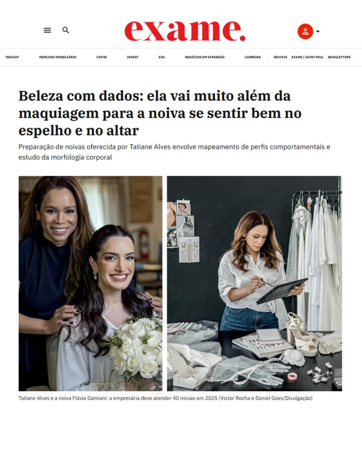 Tatmake na revista Exame Beleza de noiva com dados