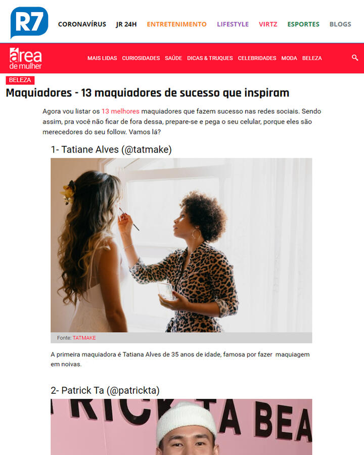 Maquiadora Tatmake especialista em noivas no portal R7